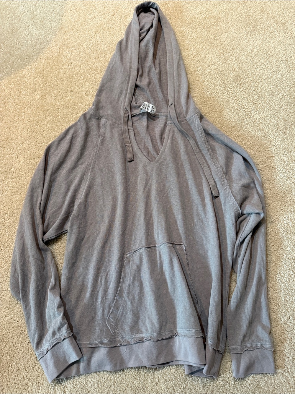 Lightweight V-Neck Hoodie Sweatshirt - Gray